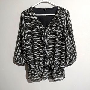 Ispiri polka dot ruffled blouse